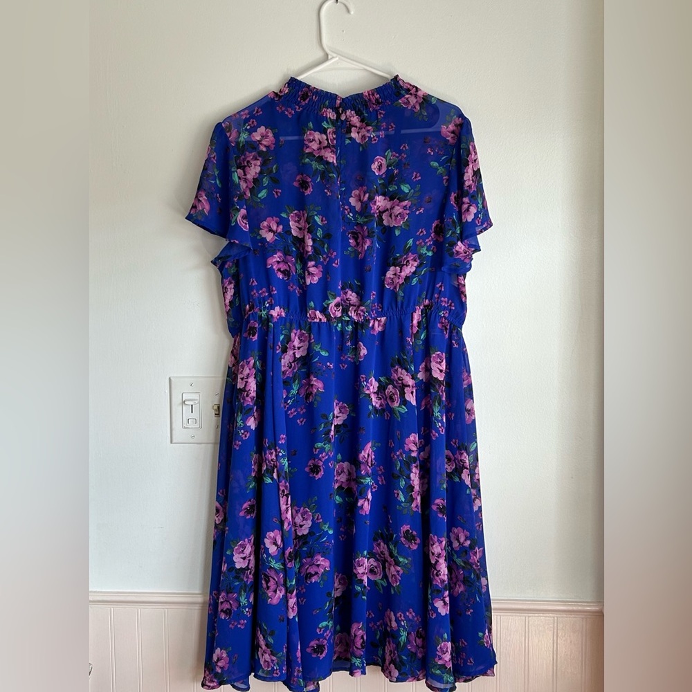 Torrid Blue & Purple Floral Sheer Dress - Picture 5 of 10